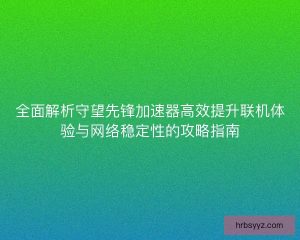 全面解析守望先锋加速器高效提升联机体验与网络稳定性的攻略指南